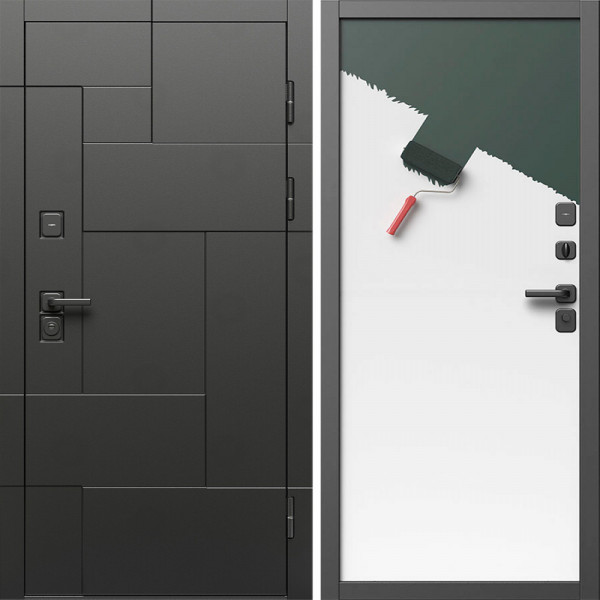 Входная дверь Termo-Door Тетрис Блэк - Гладкая Панель Под Покраску (грунт)