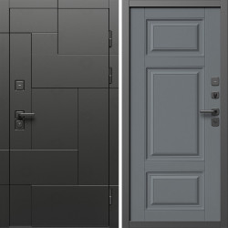 Входная дверь Termo-Door Тетрис Блэк - Лион Grey софт