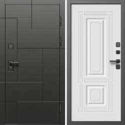 Входная дверь Termo-Door Тетрис Блэк - Мадрид Белый софт