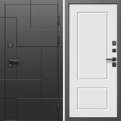 Входная дверь Termo-Door Тетрис Блэк - Марсель Белый софт