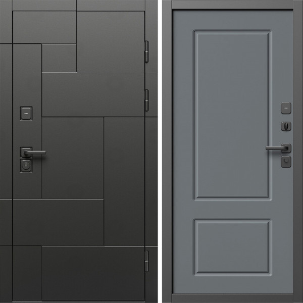 Входная дверь Termo-Door Тетрис Блэк - Марсель Grey софт
