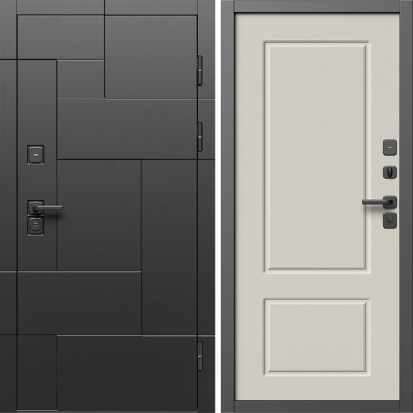 Входная дверь Termo-Door Тетрис Блэк - Марсель Слоновая кость