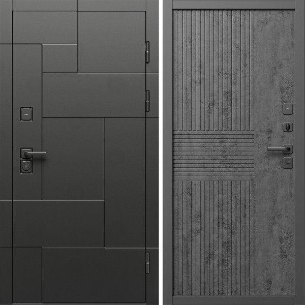 Входная дверь Termo-Door Тетрис Блэк - Мастино Бетон темный