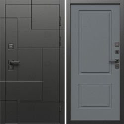 Входная дверь Termo-Door Тетрис Блэк - Нео Классика Грей Софт