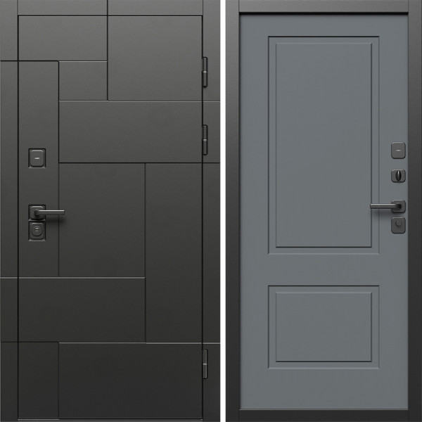 Входная дверь Termo-Door Тетрис Блэк - Нео Классика Грей Софт
