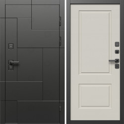 Входная дверь Termo-Door Тетрис Блэк - Нео Классика Слоновая Кость