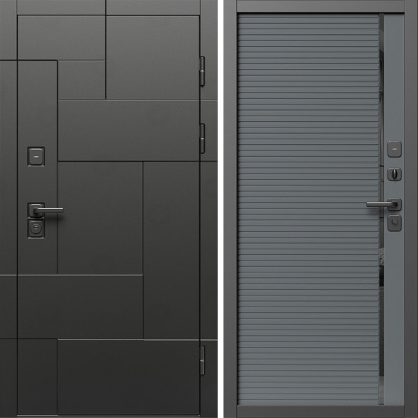 Входная дверь Termo-Door Тетрис Блэк - Порте Grey софт