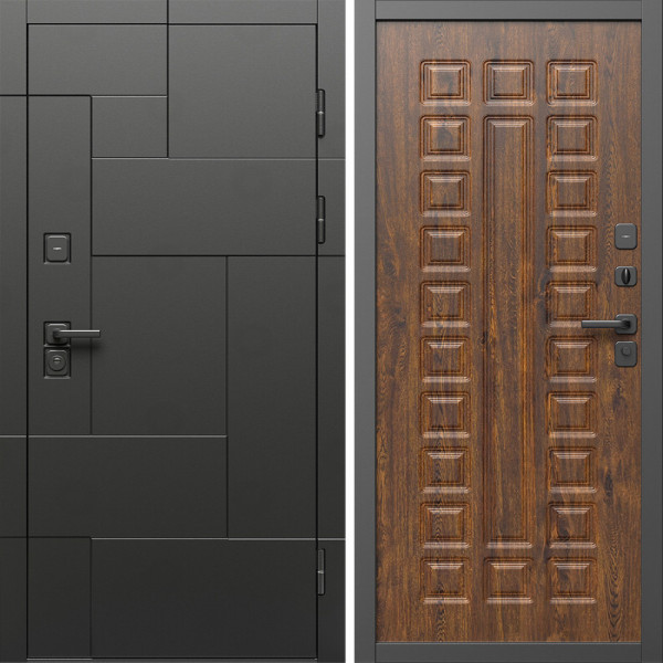 Входная дверь Termo-Door Тетрис Блэк - Престиж дуб