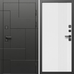 Входная дверь Termo-Door Тетрис Блэк - Страйп Белый Софт