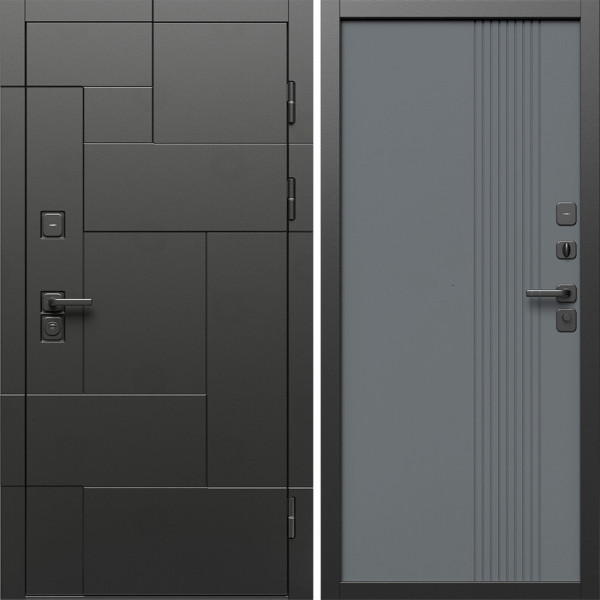 Входная дверь Termo-Door Тетрис Блэк - Страйп Грей Софт