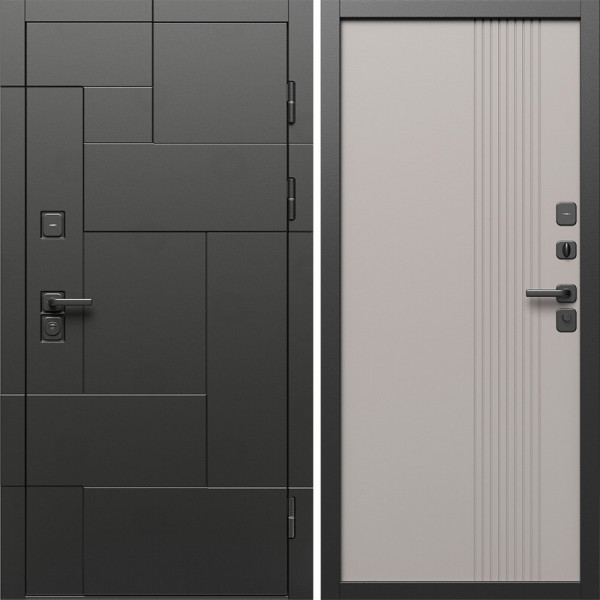 Входная дверь Termo-Door Тетрис Блэк - Страйп Капучино