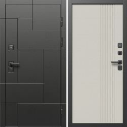 Входная дверь Termo-Door Тетрис Блэк - Страйп Слоновая Кость