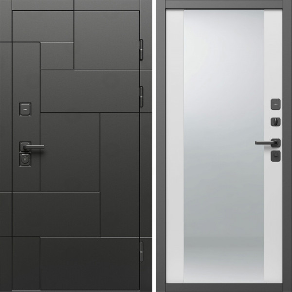 Входная дверь Termo-Door Тетрис Блэк - Зеркало белый софт