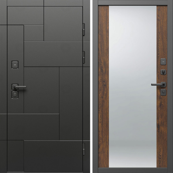Входная дверь Termo-Door Тетрис Блэк - Зеркало дуб