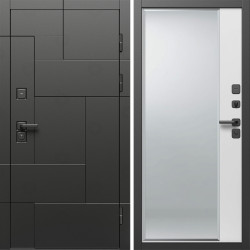 Входная дверь Termo-Door Тетрис Блэк - Зеркало Фацет Белый софт