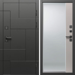 Входная дверь Termo-Door Тетрис Блэк - Зеркало Фацет Капучино