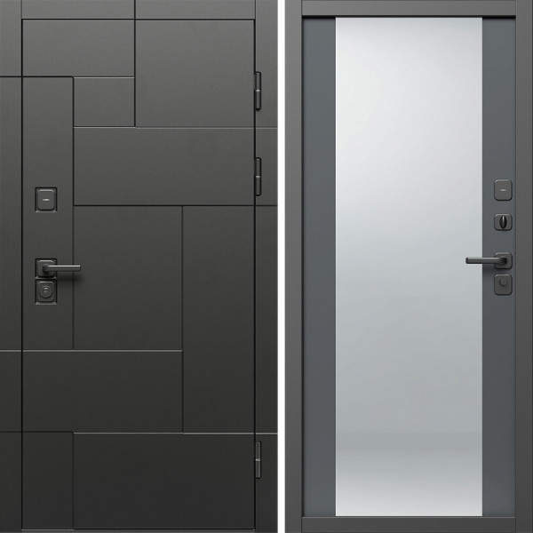 Входная дверь Termo-Door Тетрис Блэк - Зеркало Grey Софт