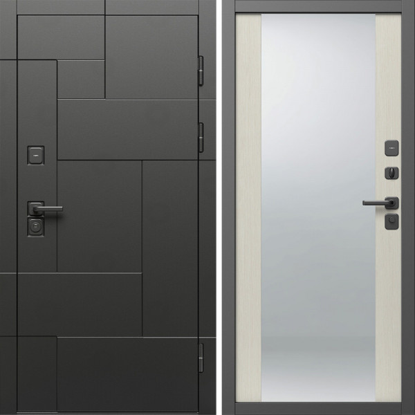 Входная дверь Termo-Door Тетрис Блэк - Зеркало лиственница