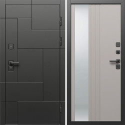 Входная дверь Termo-Door Тетрис Блэк - Зеркало Люмис Капучино