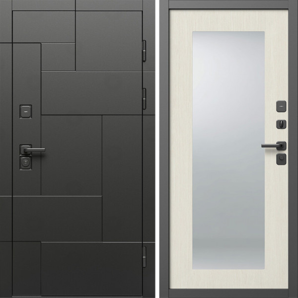 Входная дверь Termo-Door Тетрис Блэк - Зеркало Триумф лиственница