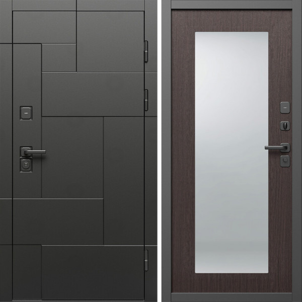 Входная дверь Termo-Door Тетрис Блэк - Зеркало Триумф венге