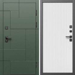 Входная дверь Termo-Door Тетрис Грин - Флэт Белый софт