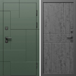Входная дверь Termo-Door Тетрис Грин - Горизонт бетон темный