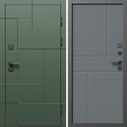 Входная дверь Termo-Door Тетрис Грин - Горизонт Grey софт