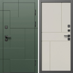 Входная дверь Termo-Door Тетрис Грин - Горизонт Слоновая кость