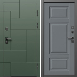 Входная дверь Termo-Door Тетрис Грин - Лион Grey софт