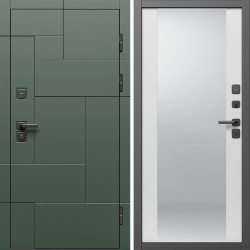 Входная дверь Termo-Door Тетрис Грин - Зеркало белый софт