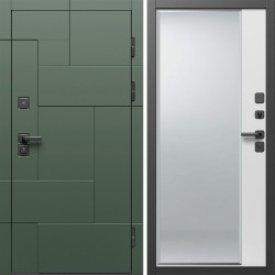Входная дверь Termo-Door Тетрис Грин - Зеркало Фацет Белый софт