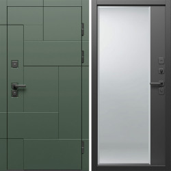 Входная дверь Termo-Door Тетрис Грин - Зеркало Фацет Черный кварц