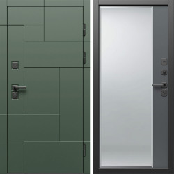 Входная дверь Termo-Door Тетрис Грин - Зеркало Фацет Grey софт