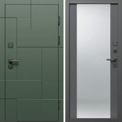 Входная дверь Termo-Door Тетрис Грин - Зеркало Grey Софт