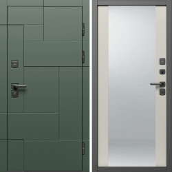 Входная дверь Termo-Door Тетрис Грин - Зеркало Слоновая кость