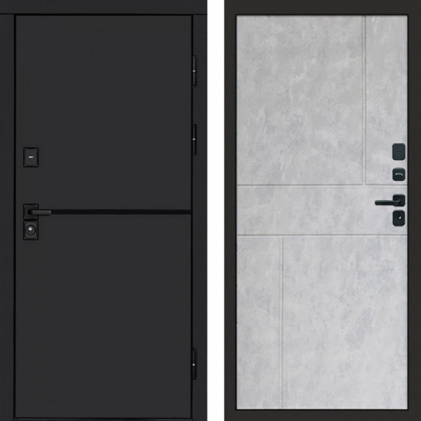 Входная дверь Termo-Door Тренд Black - Горизонт бетон светлый