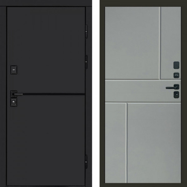 Входная дверь Termo-Door Тренд Black - Горизонт Grey софт