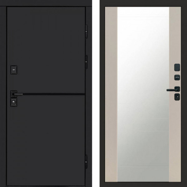 Входная дверь Termo-Door Тренд Black - Зеркало Слоновая кость