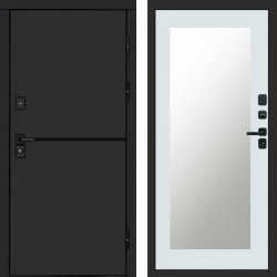 Входная дверь Termo-Door Тренд Black - Зеркало Триумф Белый софт