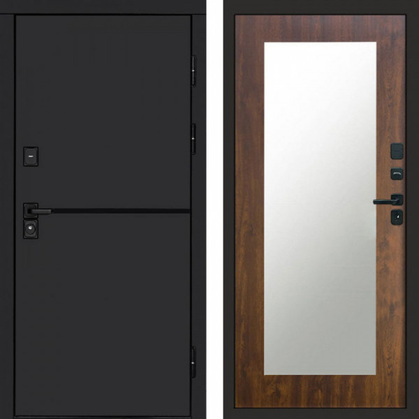 Входная дверь Termo-Door Тренд Black - Зеркало Триумф дуб
