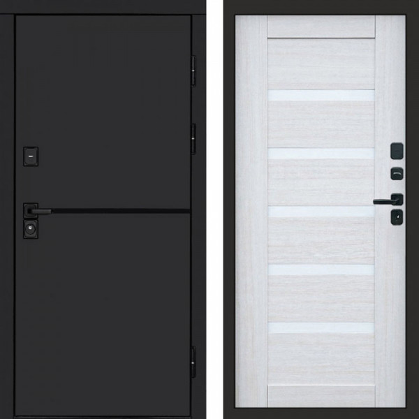 Входная дверь Termo-Door Тренд Black - Зеркало Триумф Царга лиственница 4500 / 5500