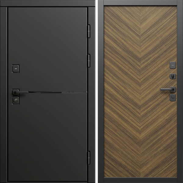 Входная дверь Termo-Door Тренд Блэк - Плаза Елочка Орех