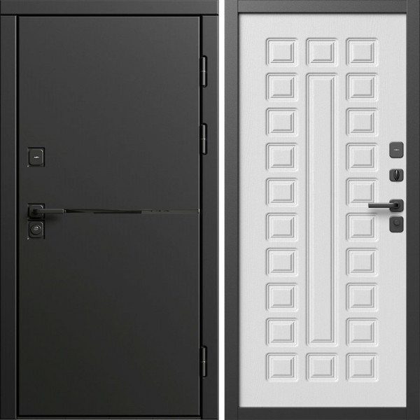 Входная дверь Termo-Door Тренд Блэк - Престиж белое дерево
