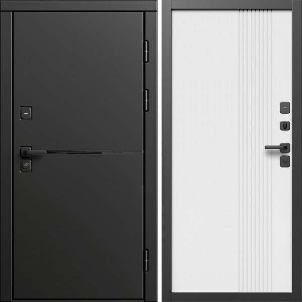 Входная дверь Termo-Door Тренд Блэк - Страйп Белый Софт