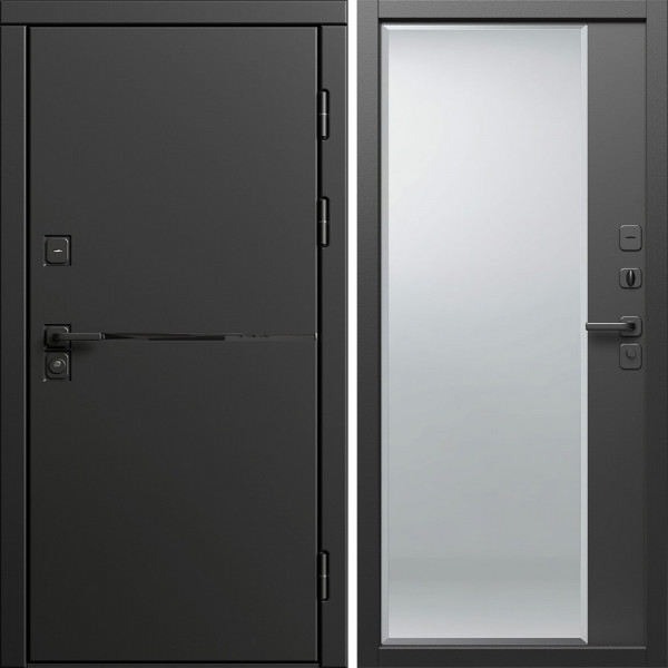 Входная дверь Termo-Door Тренд Блэк - Зеркало Фацет Черный кварц