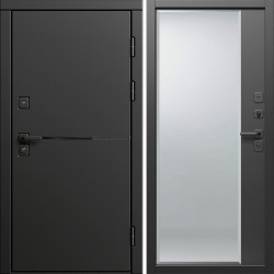 Входная дверь Termo-Door Тренд Блэк - Зеркало Фацет Черный кварц+тонировка серая