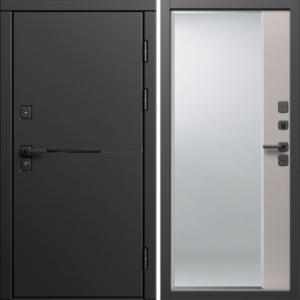 Входная дверь Termo-Door Тренд Блэк - Зеркало Фацет Капучино