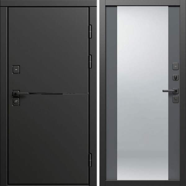 Входная дверь Termo-Door Тренд Блэк - Зеркало Grey Софт