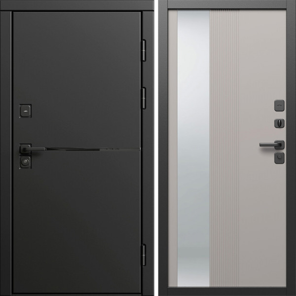 Входная дверь Termo-Door Тренд Блэк - Зеркало Люмис Капучино